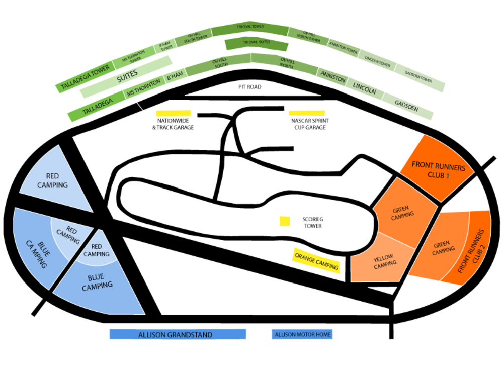 Seating Chart for Auto Racing Seating Chart at Talladega SuperSpeedway