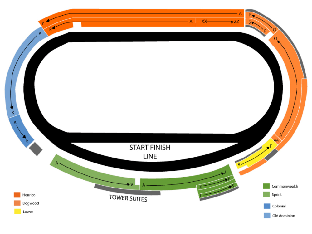 Seating Chart for Auto Racing Seating Chart at Richmond International Raceway