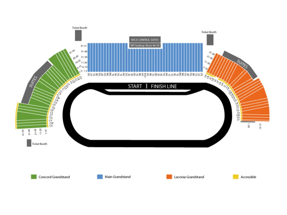 Seating Chart for Auto Racing Seating Chart at New Hampshire Motor Speedway