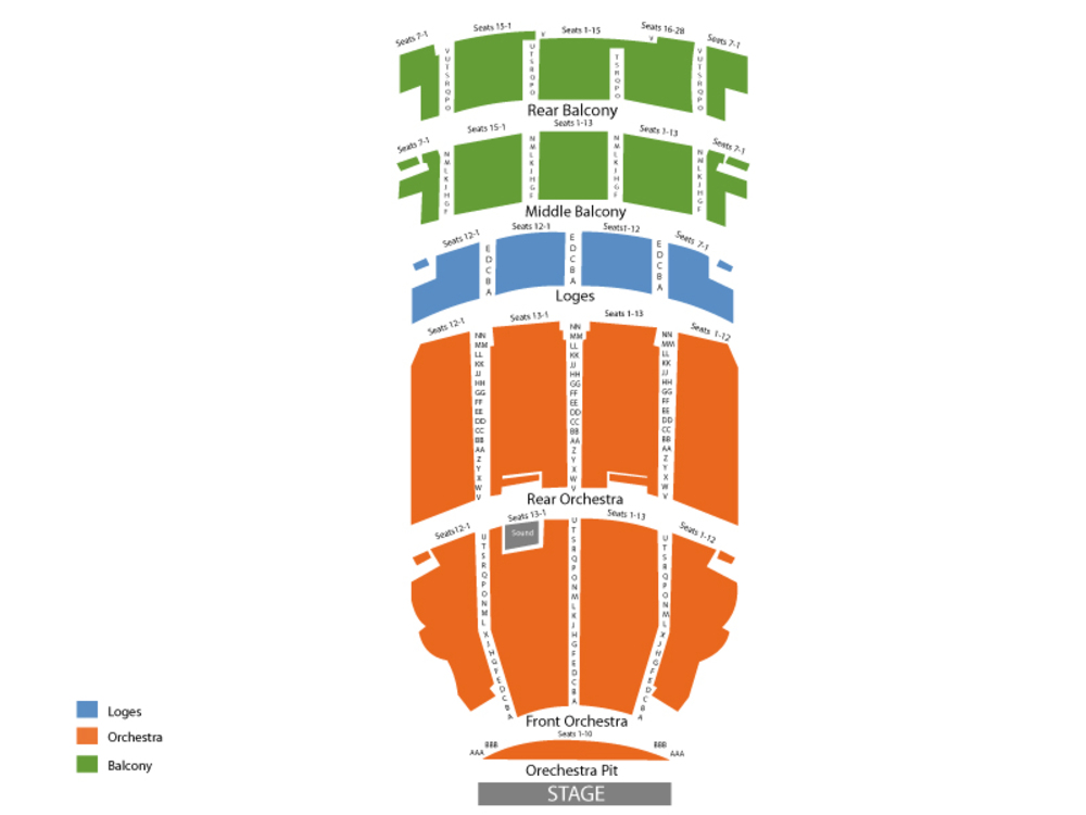 Seating Chart for End Stage Seating Chart at Akron Civic Theatre