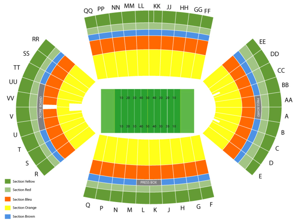 Seating Chart for Football Seating Chart at Aloha Stadium
