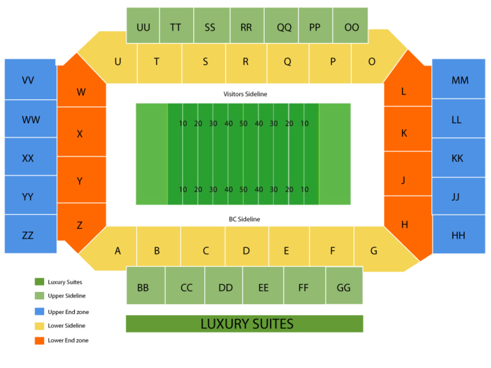Seating Chart for Football Seating Chart at Alumni Stadium