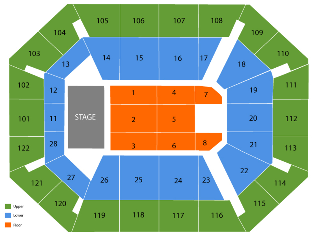 Seating Chart for End Stage Seating Chart at Mohegan Sun Arena