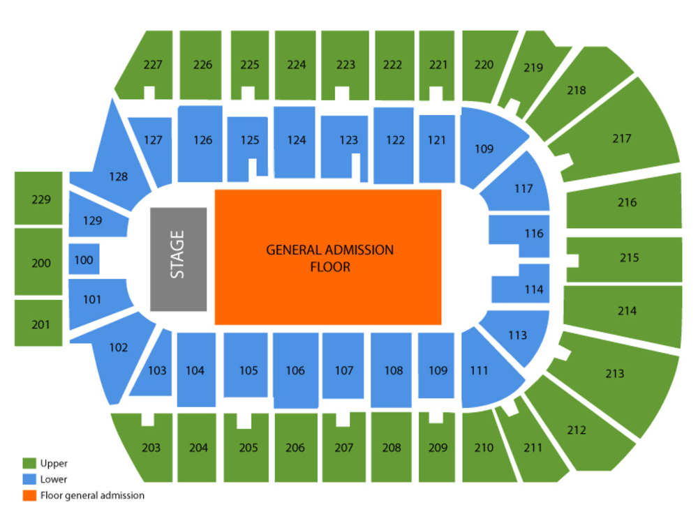 Seating Chart for End Stage Seating Chart at Blue Cross Arena