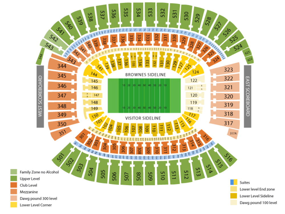 Seating Chart for Football Seating Chart at Cleveland Browns Stadium