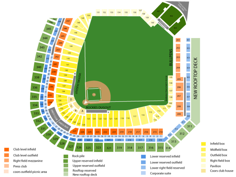 Seating Chart for Baseball Seating Chart at Coors Field