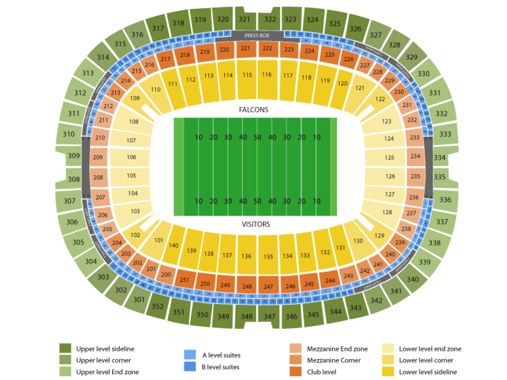 Seating Chart for Football Seating Chart at Georgia Dome