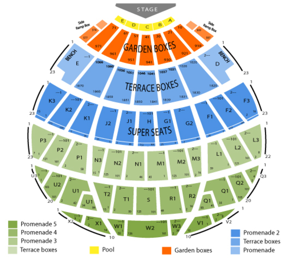 Seating Chart for End Stage Seating Chart at Hollywood Bowl