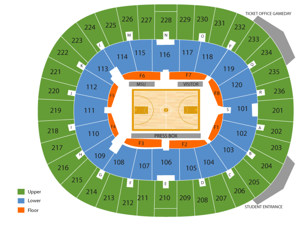 Seating Chart for Basketball Seating Chart at Humphrey Coliseum