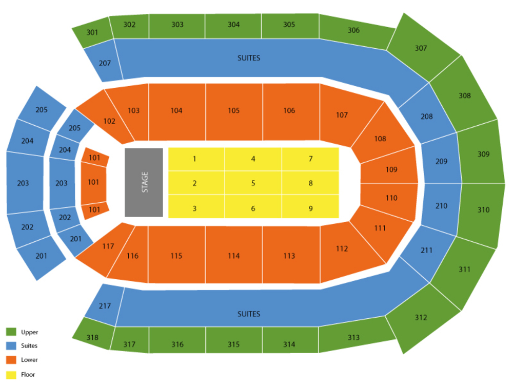 Seating Chart for End Stage Seating Chart at John Labatt Centre