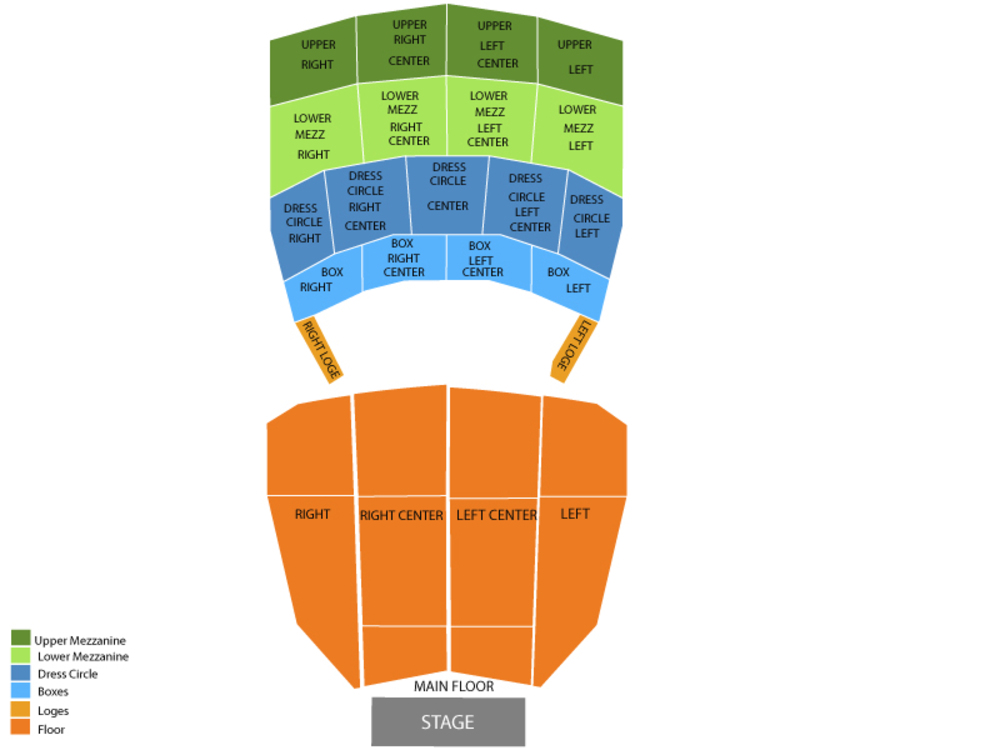 Seating Chart for End Stage Seating Chart at Orpheum Theatre (Sioux City)