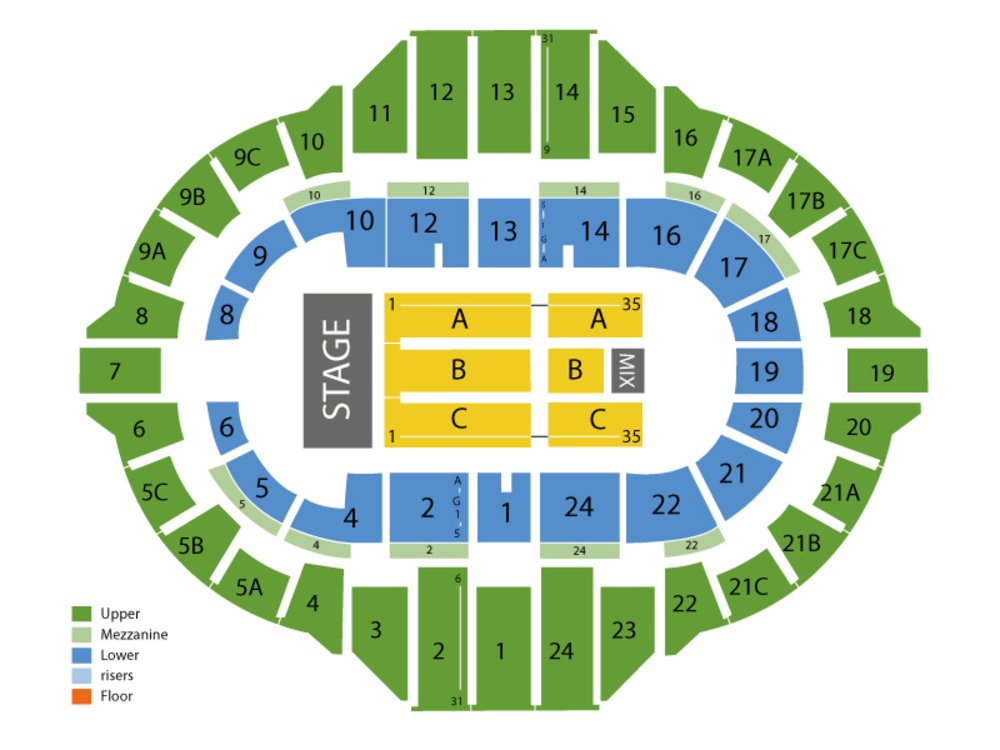 Seating Chart for End Stage Seating Chart at Peoria Civic Center