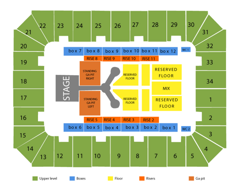 Seating Chart for End Stage Seating Chart at Roanoke Civic Center