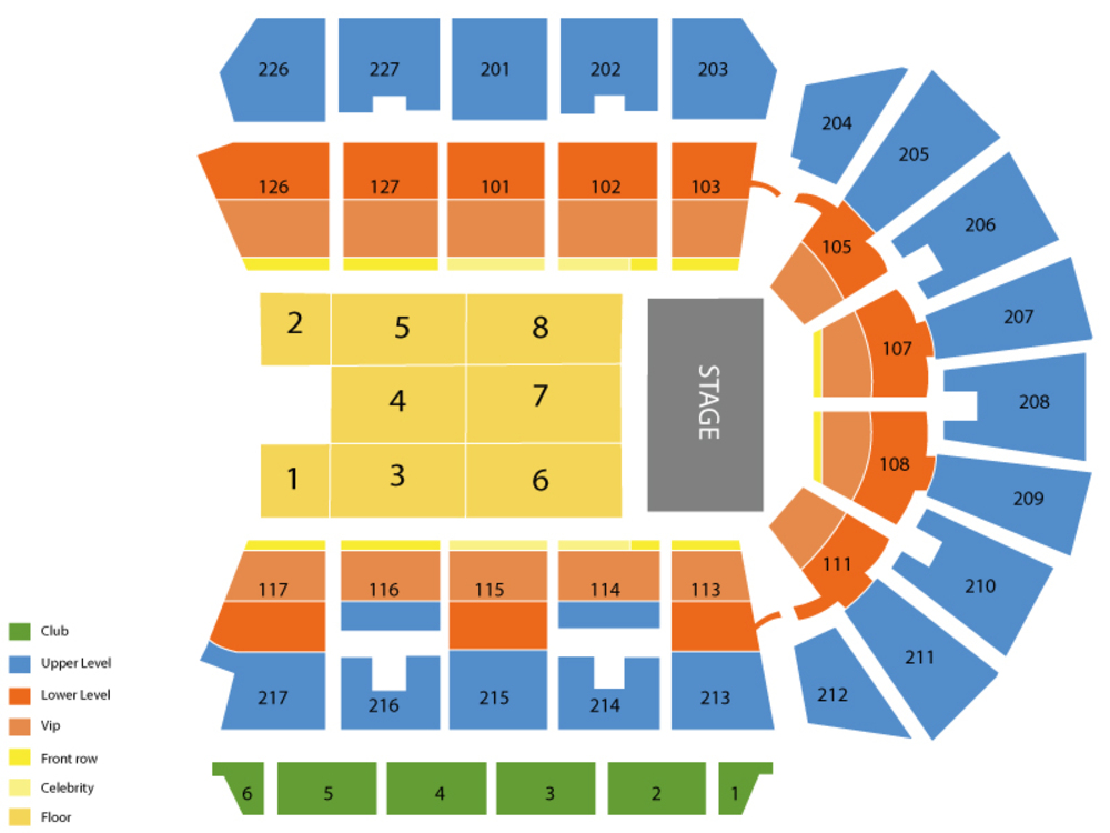 Seating Chart for End Stage Seating Chart at Stockton Arena