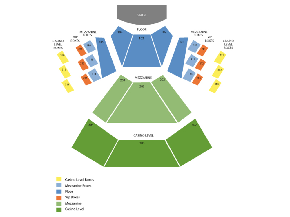 Seating Chart for End Stage Seating Chart at Pearl Concert Theater at Palms Casino Resort