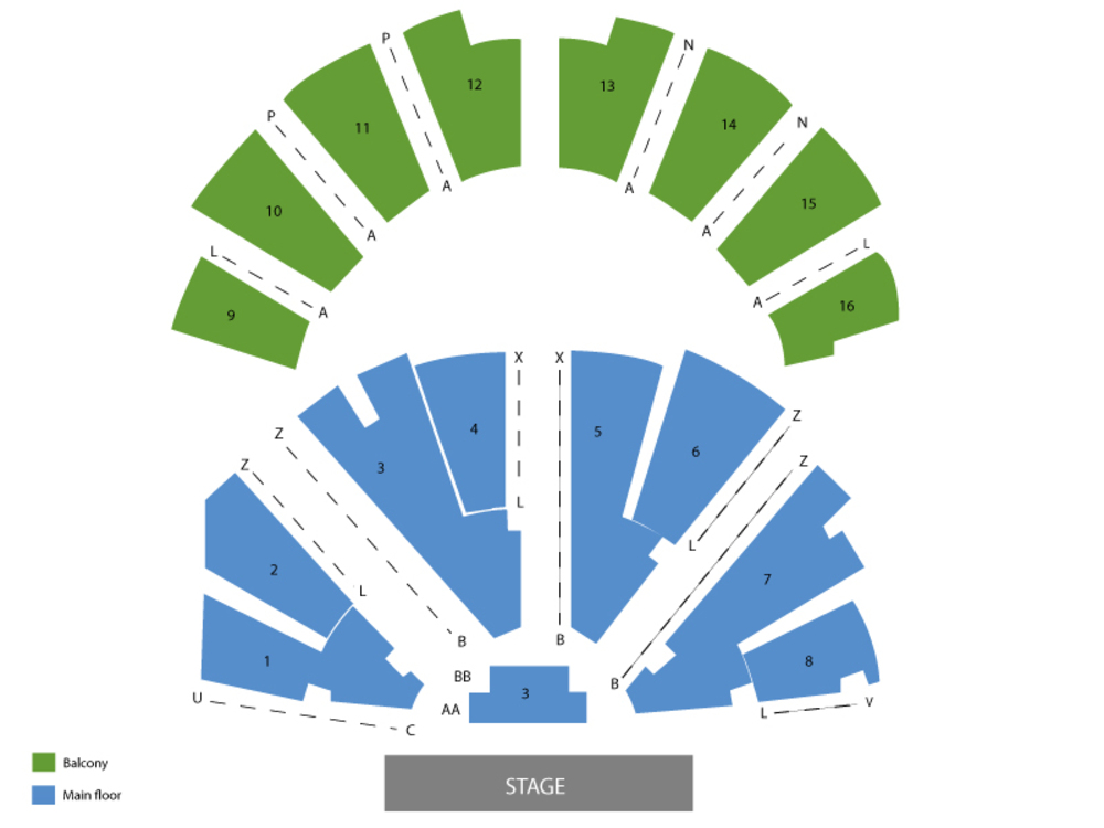 Seating Chart for End Stage Seating Chart at Ryman Auditorium