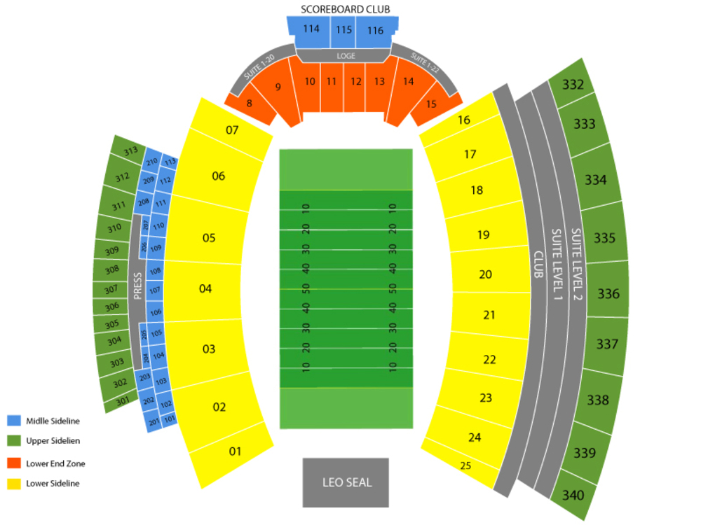 Seating Chart for Football Seating Chart at Davis Wade Stadium at Scott Field
