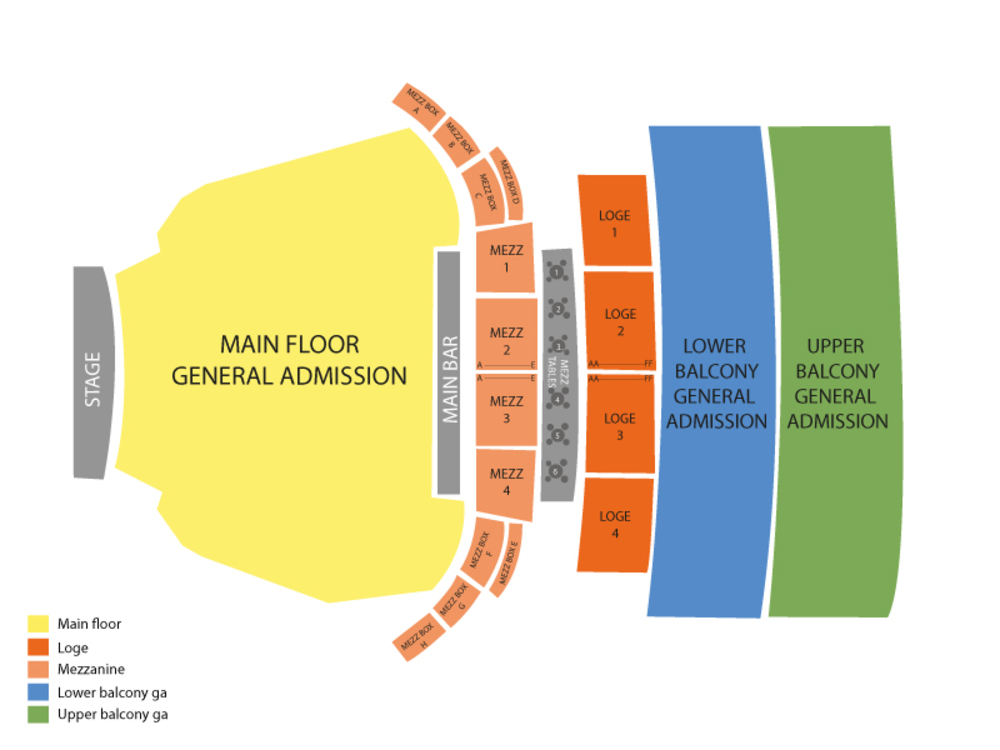 Seating Chart for End Stage Seating Chart at The Fillmore Detroit