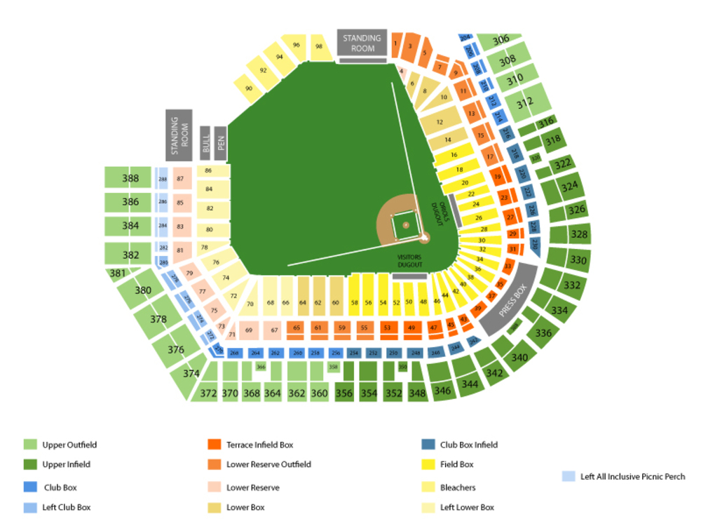 Oriole Park At Camden Yards seating map