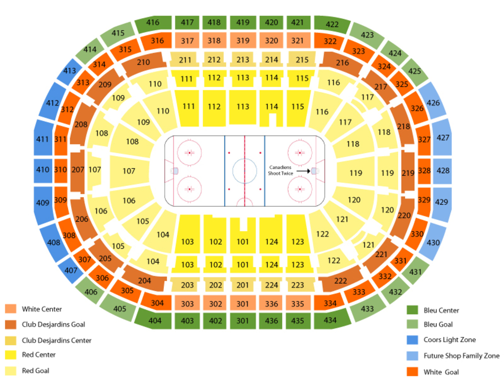 Centre Bell seating map