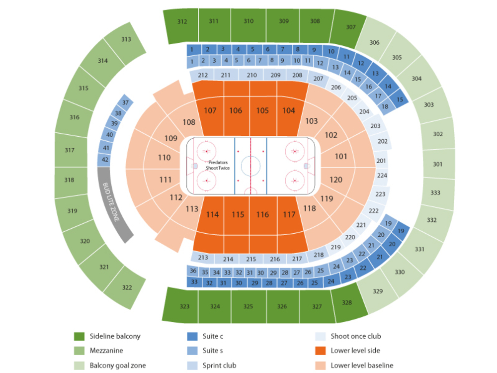 Bridgestone Arena seating map