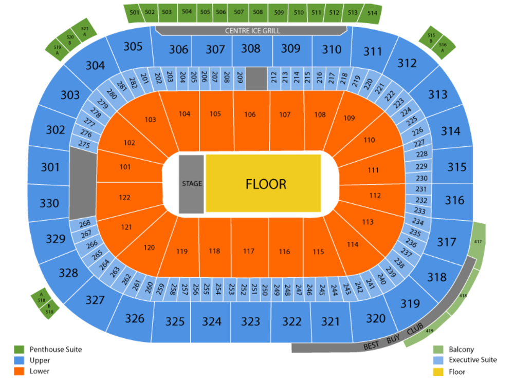 Rogers Arena seating map