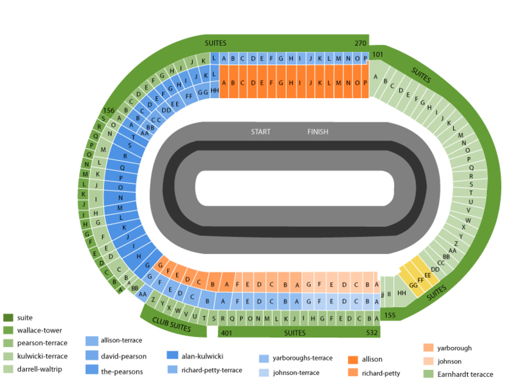 Bristol Motor Speedway seating map