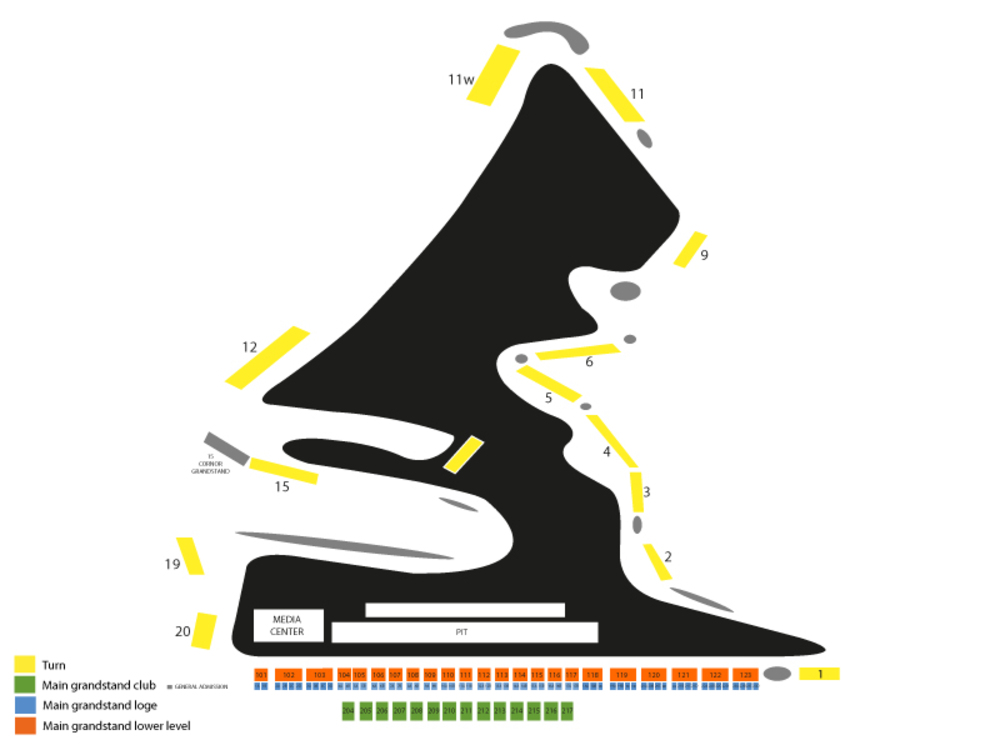 Circuit of The Americas seating map