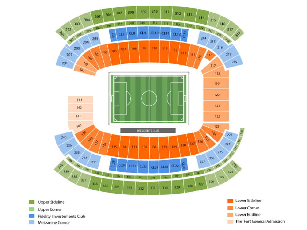 Gillette Stadium seating map