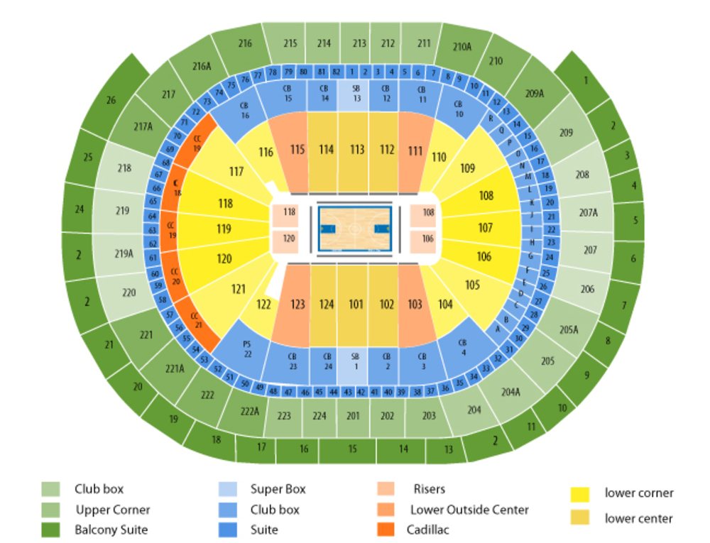 Xfinity Mobile Arena seating map